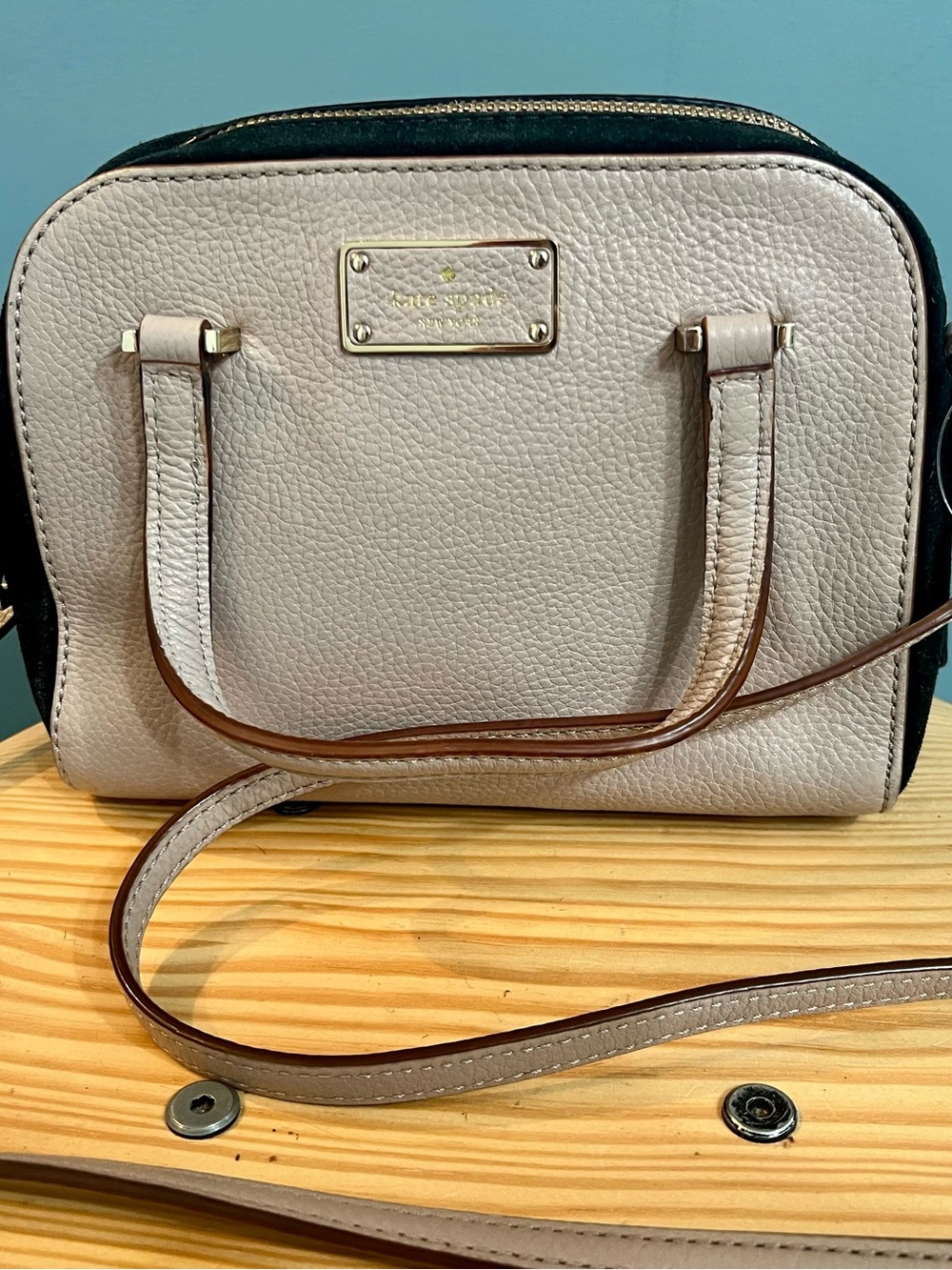 Kate Spade Kay Street Pebble Leather Mini Felix Satchel - Warm Putty/Black